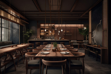 木结构的餐厅设计背景图片