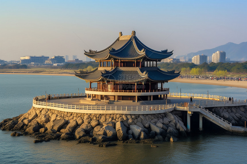 海边的建筑风景图片