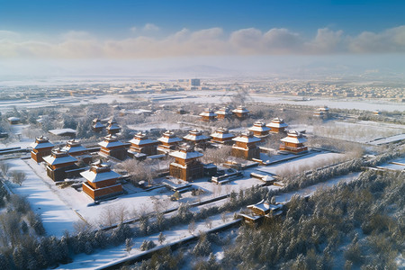 冬季的小镇背景图片
