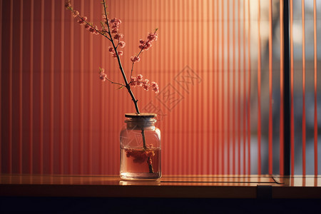 花枝透明素材静物花瓶和鲜花背景