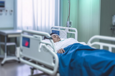 医院病床上的病人图片