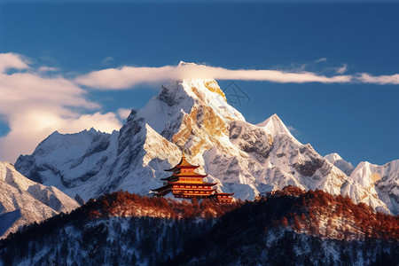 唯美的雪山风光背景图片