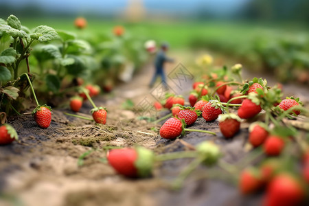 童话世界的草莓园背景图片