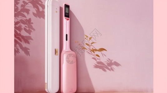 粉红色的电热卷发棒图片