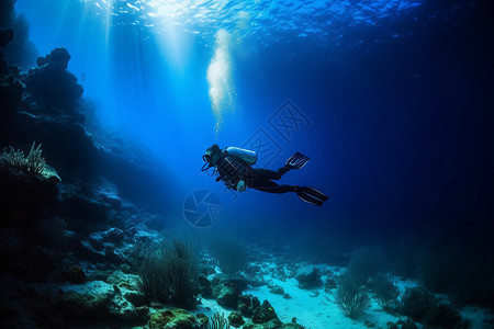 海底潜水员背景图片