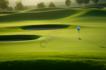 高尔夫球场绿草推杆高清图片