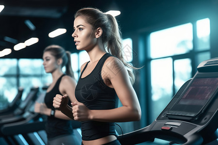 健身房的慢跑女孩背景图片