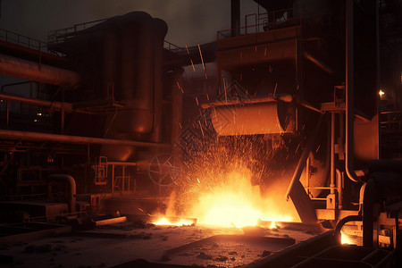 工业器械作业中的钢水工业设计图片