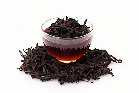 晒干的茶叶深红色的茶色背景