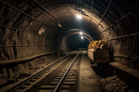 煤矿的隧道轨道图片