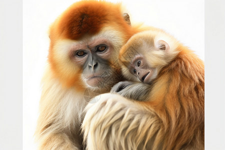 拥抱在一起的金丝猴背景图片