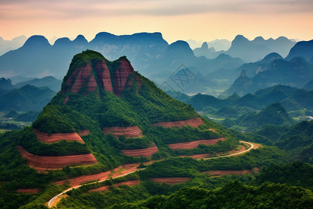 巍峨耸立高大的山峰背景