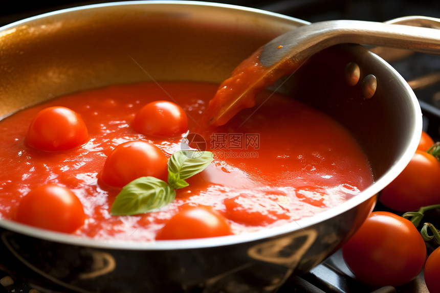 不锈钢锅的番茄图片