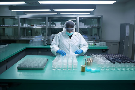 实验台穿着白外套的研究人员背景