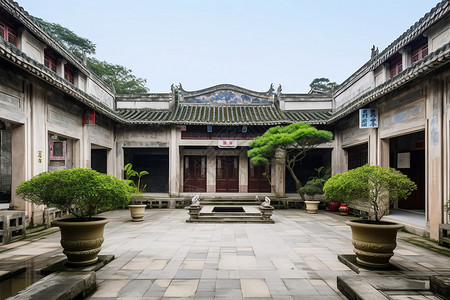 中式的景观建筑背景图片