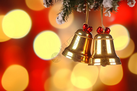 金色的圣诞铃铛背景图片