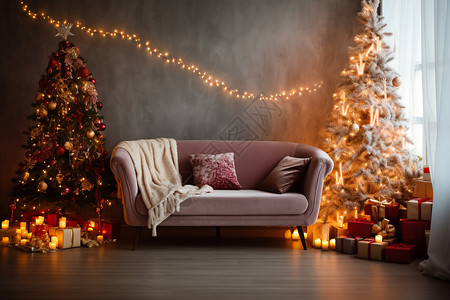 客厅的圣诞树背景图片