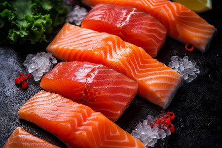 健康新鲜的三文鱼高清图片