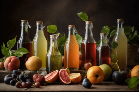 各种果汁的玻璃瓶高清图片