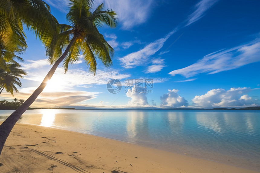 海滩上的椰子树图片