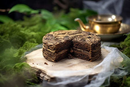 健康的茶叶茶饼背景图片