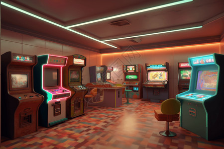 复古复彩色游戏厅图片