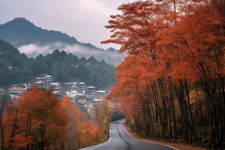 光雾山秋天的风景背景图片