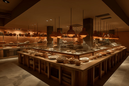 丰富的食物餐厅模型高清图片