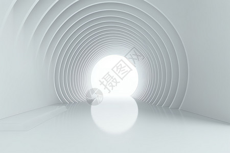 科技感隧道白色的室内建筑空间背景