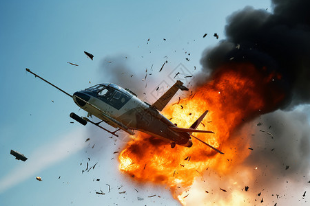 直升机爆炸攻击击落高清图片