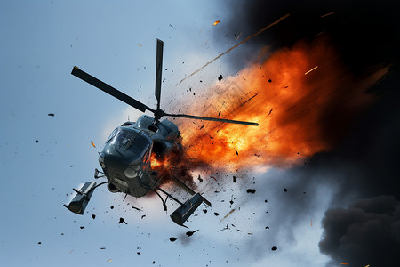 爆炸事故直升机的火焰背景