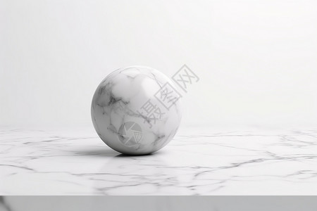 岩石材质桌子上放着一个白色大理石球设计图片