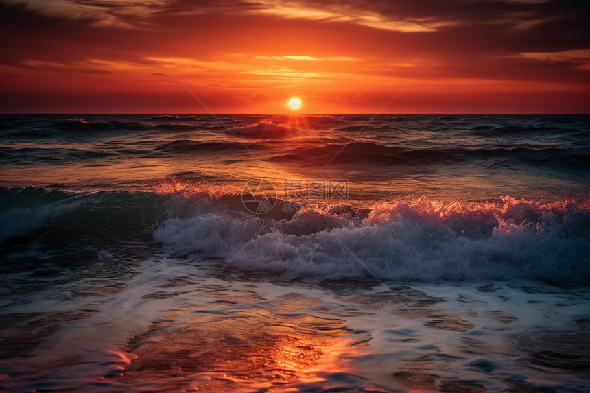 大海上的夕阳图片