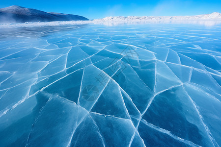 冰裂缝美丽的蓝冰背景