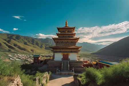 布拉塔西藏的寺庙背景