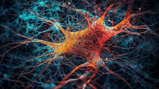 大脑中神经元背景图片