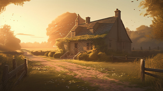 郊外的农舍背景图片