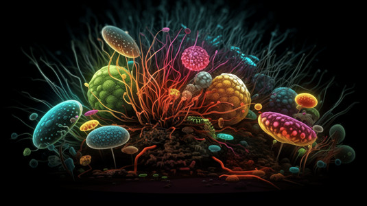 细胞真菌微生物世界插画