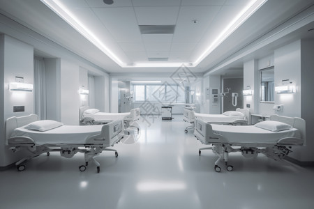 白色调的医院病房背景图片