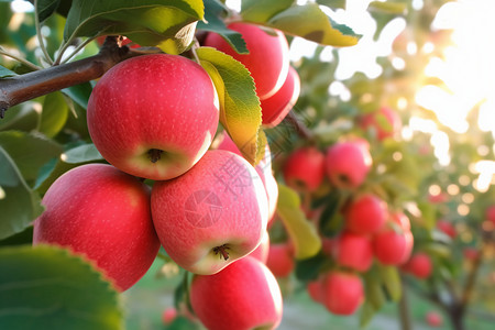 秋天树上的红苹果图片