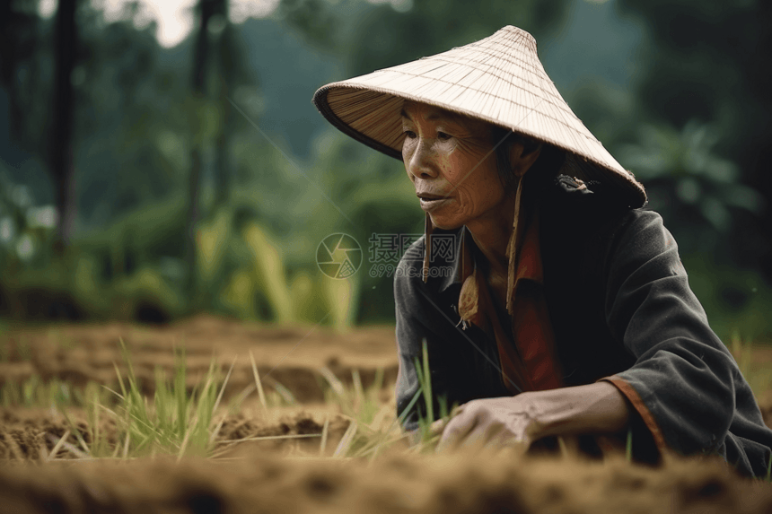 农民在水稻种植图片