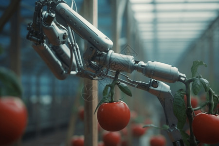 樱桃成熟时装有番茄的机械臂设计图片