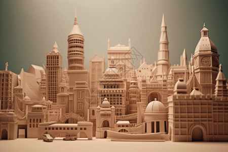 著名的大城市地标3D粘土模型图片