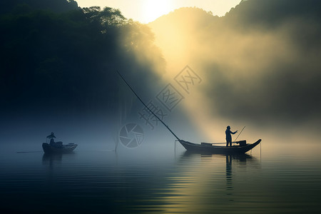 小东江的渔民图片