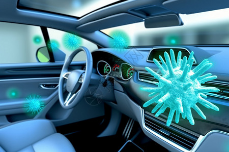 绿色内饰车内的病毒设计图片