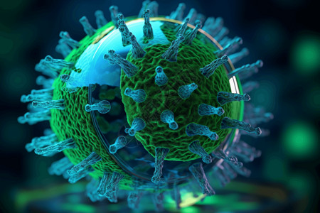 3D抽象医学病毒细胞图片