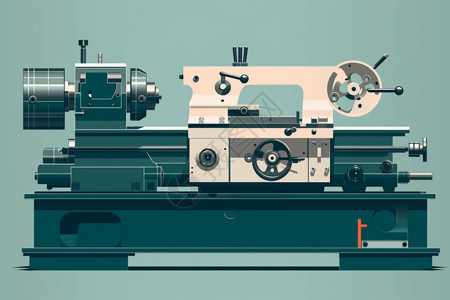 车间里的数控车床插画