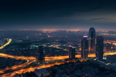 繁华城市的夜景图片