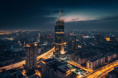 商业城市的夜景图片
