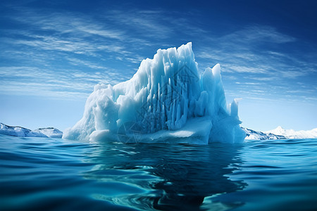 蓝色北极大海上漂浮的冰山设计图片